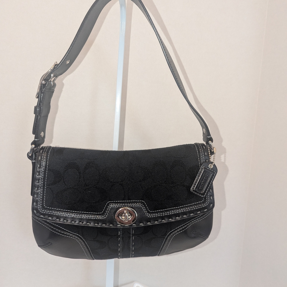 Coach Black Shoulder Bag with Silver Details
